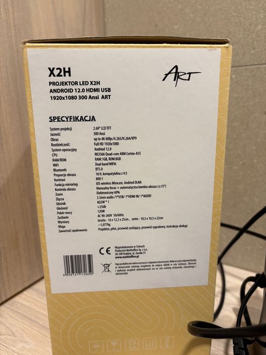projektor led x2h android 12.0 hdmi usb full hd 1920x1080