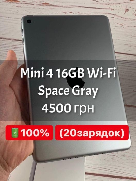 IPad Mini 4 16GB Space Gray Батарея 100% (20 зарядок было)