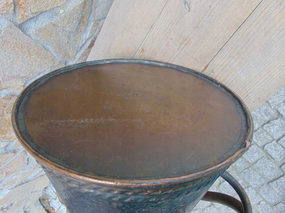 Mosiężny pojemnik na parasole,drewno itp.vintage z lat 70