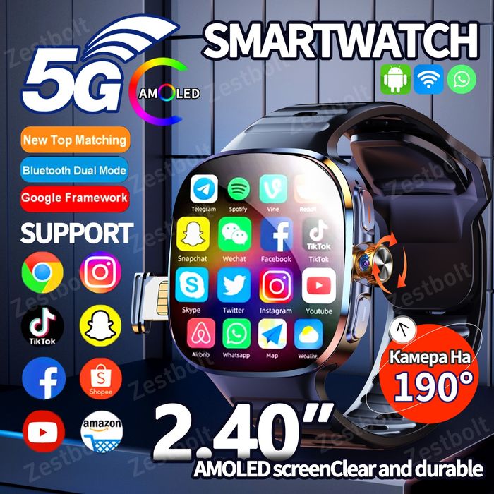 Смарт-годинник M99 5G LTE (SIM) Android AMOLED GPS Wi-Fi Android 10 Ка