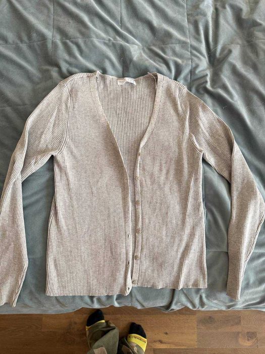 Базовий сірий кардиган у рубчик Primark, віскоза, розмір S (36-38)