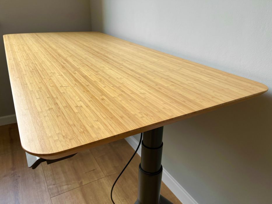Biurko regulowane elektryczne Ikea Idasen + blat bambus, stan idealny