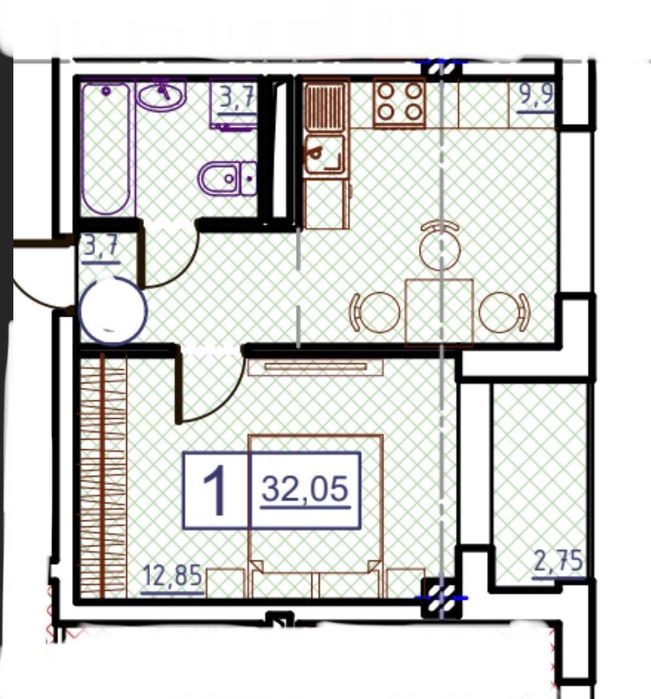 1-room apartment apartment by the address st. Geranevaya (area 32 m²) - Atlanta.ua - photo 10