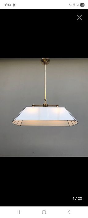 Candeeiro de tecto em latão e vitro (vitral)