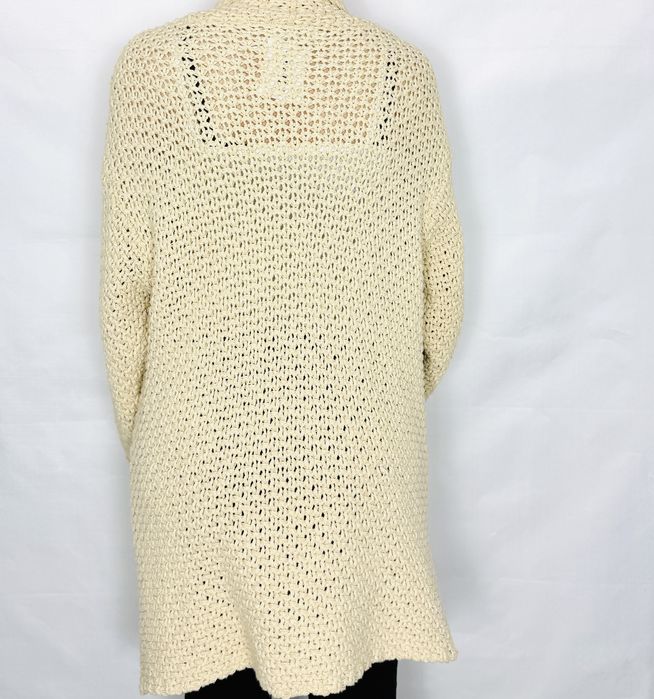 Beżowy długi kardigan z kieszeniami M 38