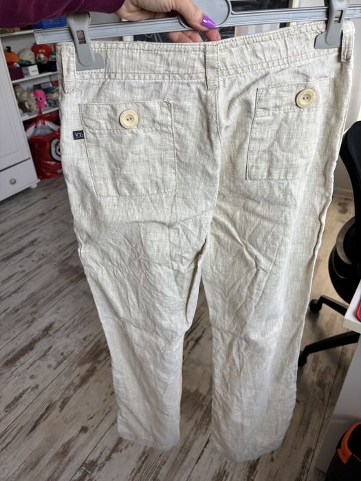 Vt jeans Szerokie lniane spodnie len linien przewiewne naturalne