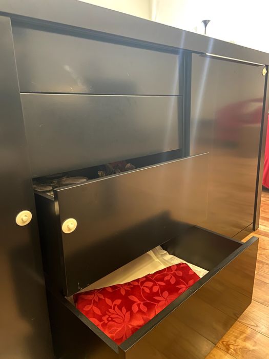 Conjunto de Sala em Madeira Maciça – Design Moderno Preto