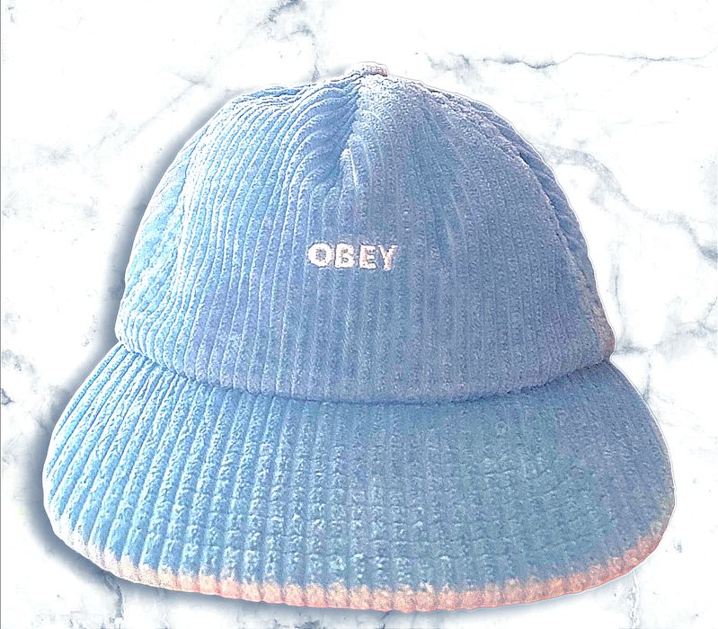 Obey czapka sztruks bold cord strapback 5panel hat niebieska blue 90