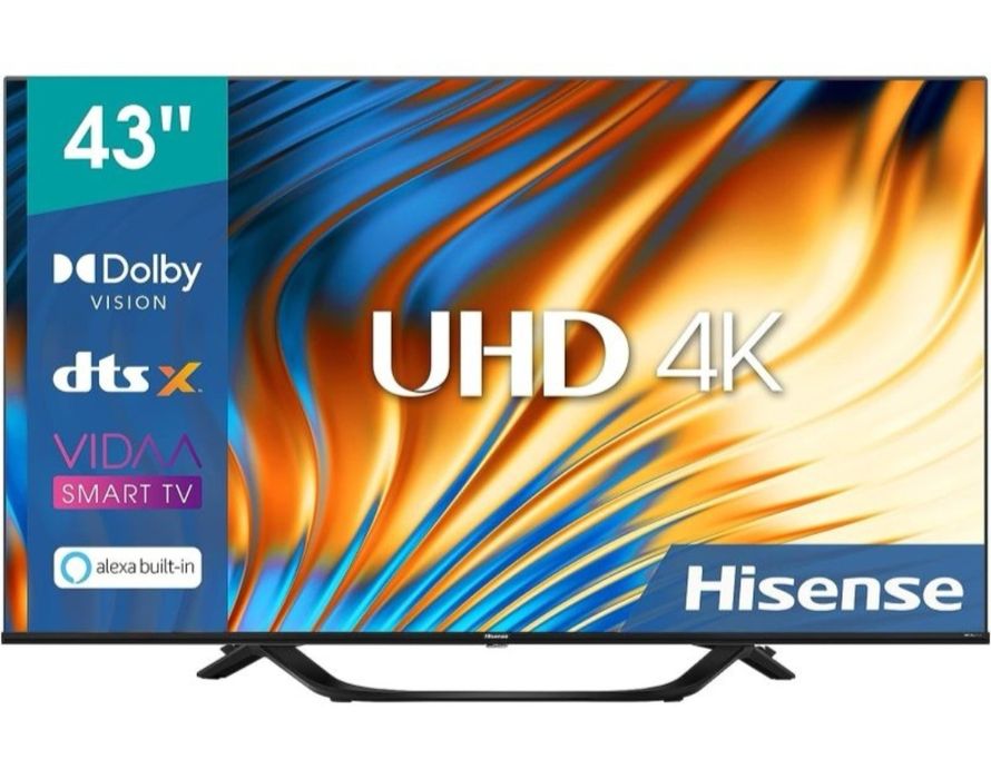 Nowy Hisense 43 cale 4K UHD hdr Smart WiFi DVB-T2 HEVC 43A67H gw12m