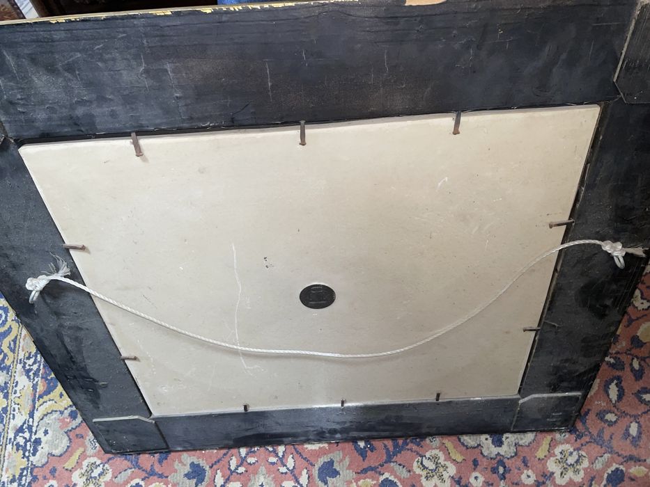 Quadro em talha dourada com querubins em marmore