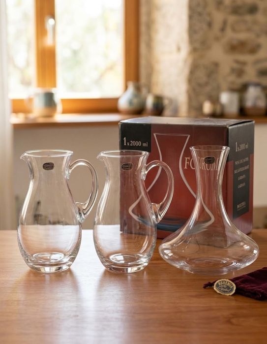 Conjunto / Lote de Jarros e Decanter NOVOS – Bohemia Crystal (Bohemia Crystal) – Com Selo Original