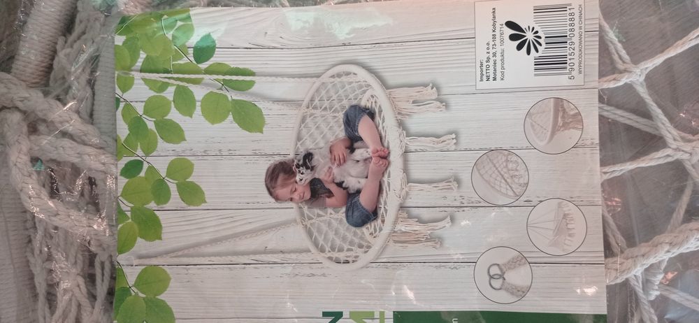 Huśtawka bocianie gniazdo z frędzlami boho