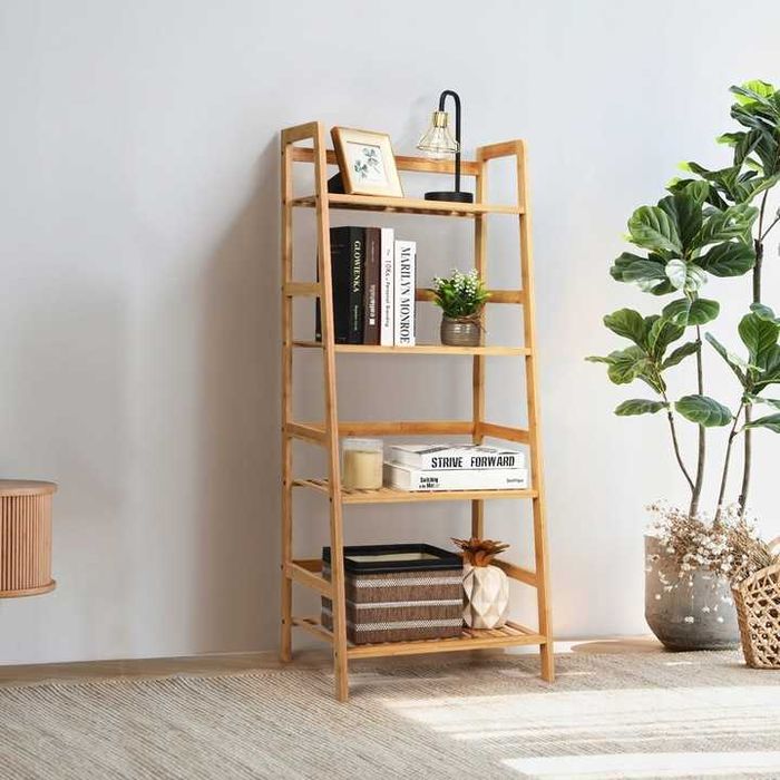 Regał bambusowy 4 półki do salonu kuchni na rośliny książki COSTWAY