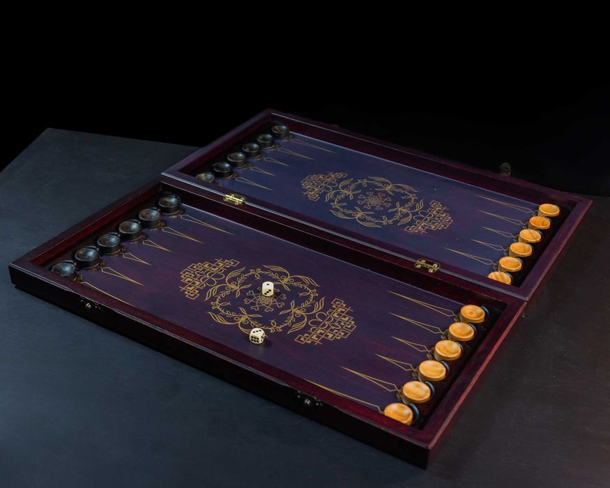 Нарды настольные с 2х цветной аппликацией