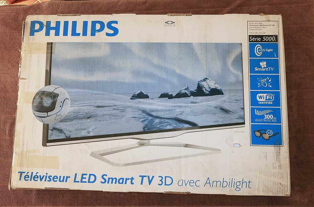 TV Philips LED 3D Ambilight + Comando + Suporte - peças