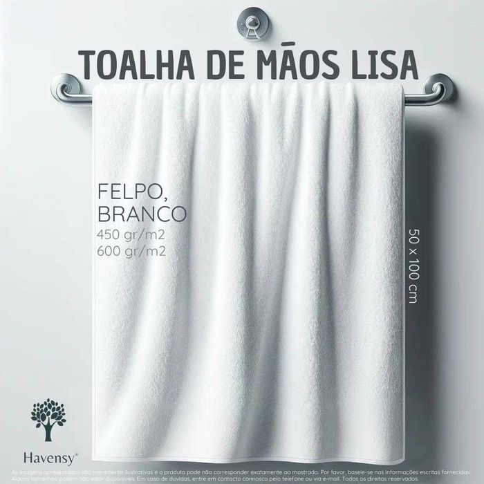 Toalha de mãos lisa, em Felpo - 50x100 cm (600gr/m2) (40% DESCONTO)
