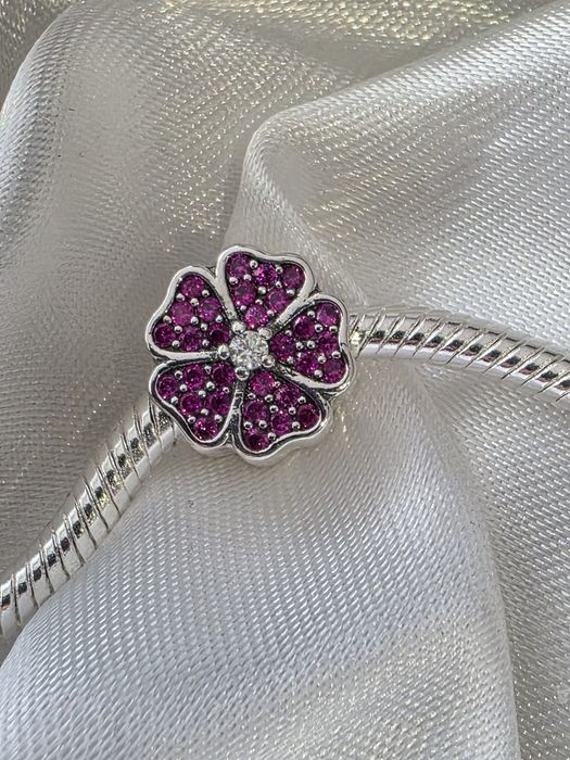 Charms srebrny zawieszka do pandora bransoletki kwiat S925