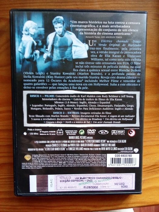 Um Elétrico Chamo Desejo, Vivien Leigh, Marlon Brando, Elia Kazan 2DVD