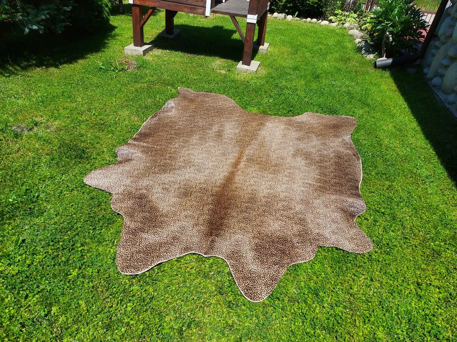 Skóra z Krowy Naturalna Dywan Zwierzęcy Wzór Lampart Dywan Panterka