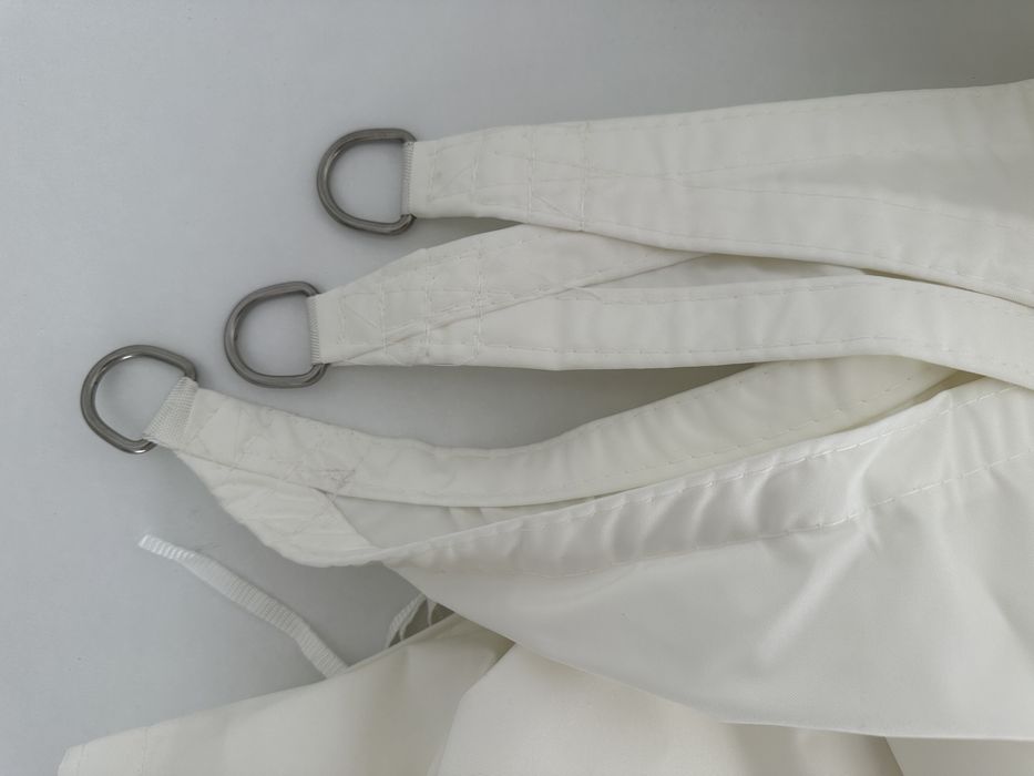 Toldo solar, impermeável, triângulo 5x5x7 m, creme/branco