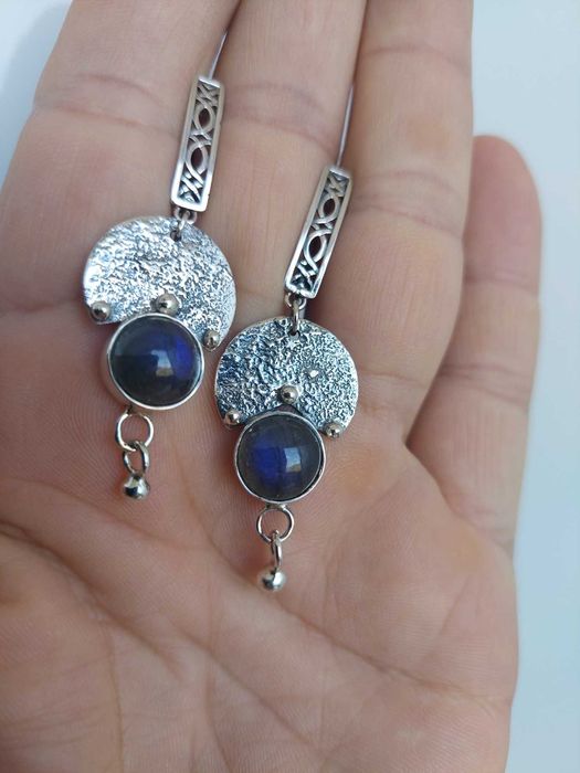 серебряные серьги с лабрадорами