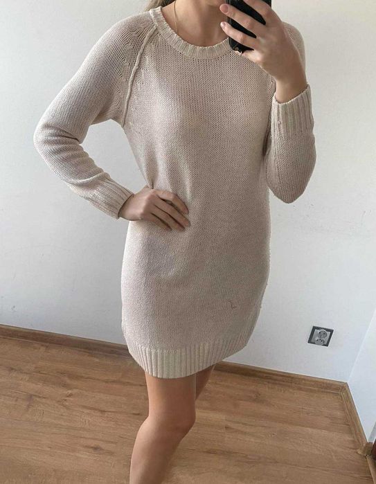 H&M biała sukienka sweterkowa 36 s