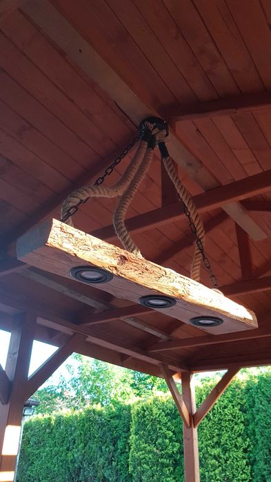 Lampa wisząca belka sznur jutowy