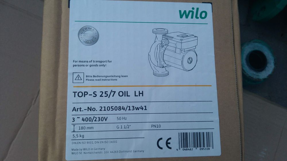 Pompa Obiegowa Wilo TOP-S 25/7 OIL LH nowa 400V
