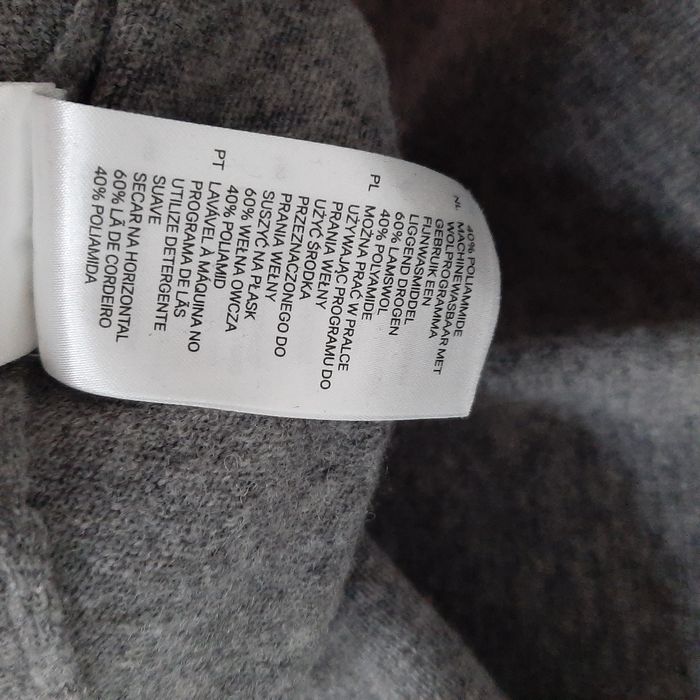 H&M długi sweter szary wełna owcza XS