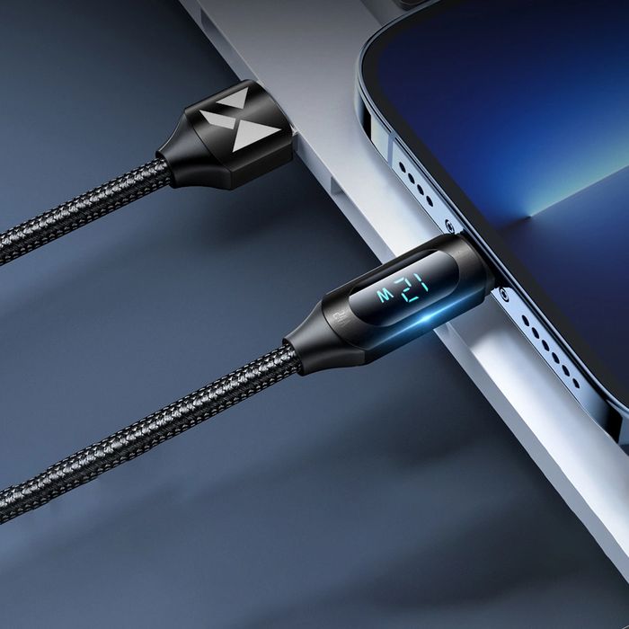 Kabel USB-A - Lightning Wozinsky WUALC2 z … LED 2.4A 2m  - czarny