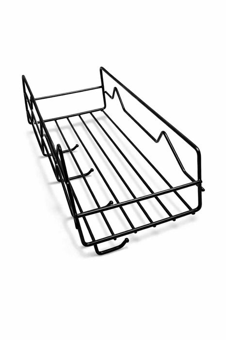 Настенная металлическая полка с крючками на липучках 27×11  см