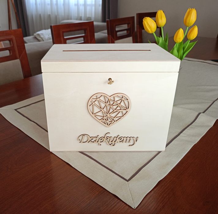 Pudełko drewniane skrzynia skrzynka box na koperty ślubne