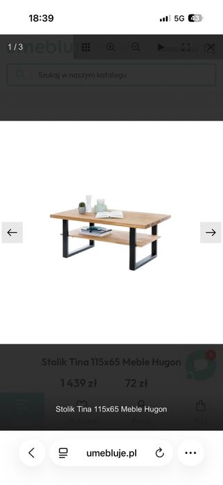 Zestaw mebli : komoda witryna stolik - DREWNO