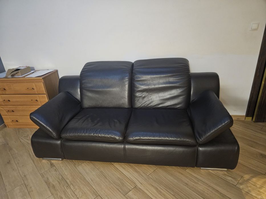 Sofa skórzana brązowa