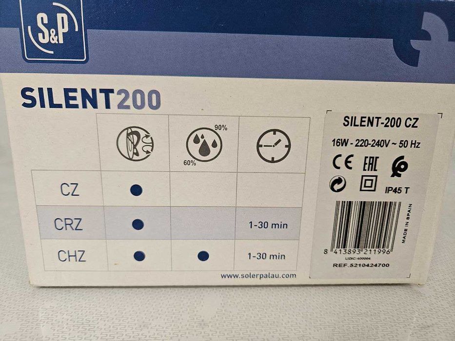 Wentylator Łazienkowy Soler&Palau SILENT 200 CZ