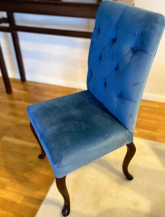 Cadeiras de Sala de Jantar, Madeira Maciça e Veludo