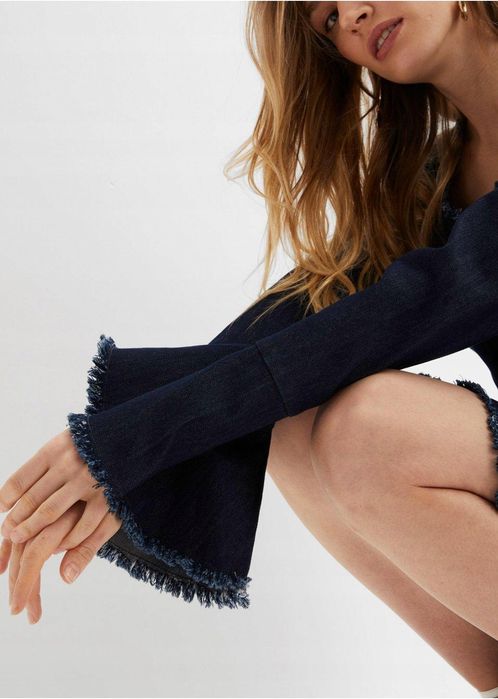 B.P.C jeansowa sukienka prosta postrzępiona ciemna r.40