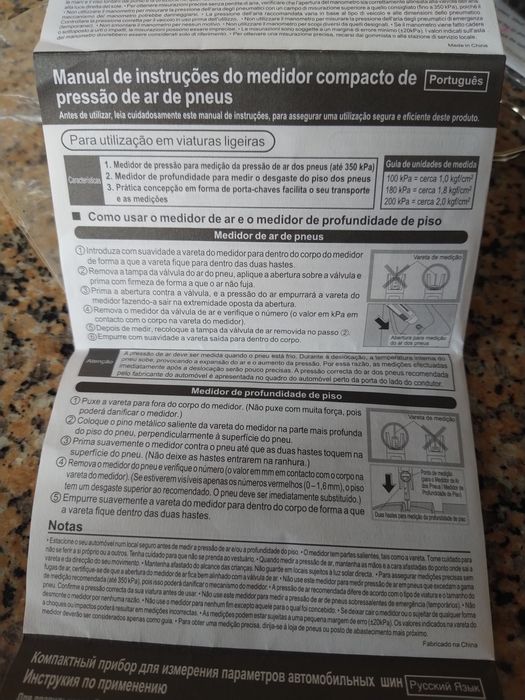 Medidor de pressão e profundidade do pneu carro camião roulote.