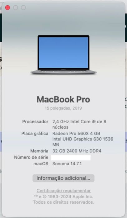 MacBook Pro i9 +32gb Ram+560X 4GB+acessórios *NOVO PREÇO*