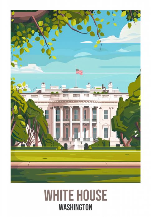 Plakat 68x98cm White House, Washington