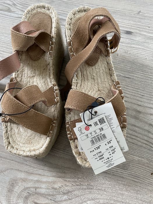 Nowe sandały na platformie reserved rozmiar 39 skórzane