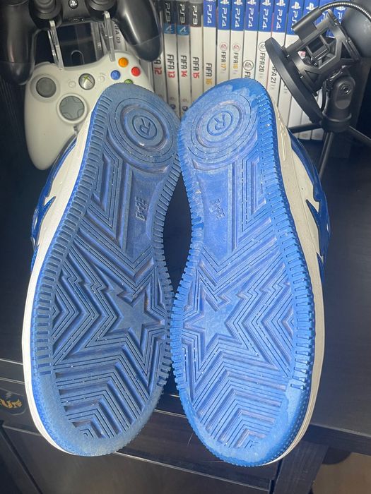 BAPE STA Patent Leather White Blue (2023) – Tamanho 43 / US 9.5