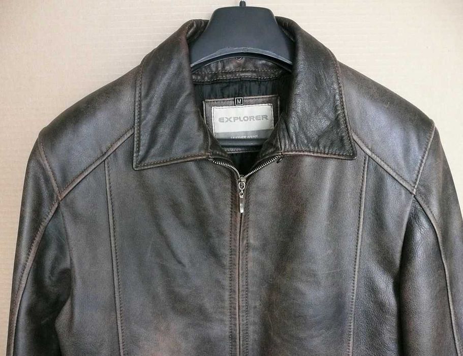 Klasyczna kurtka skórzana (prawdziwa skóra) pilotka biker katana