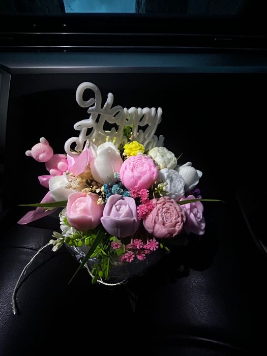 Flores feitas em sabão