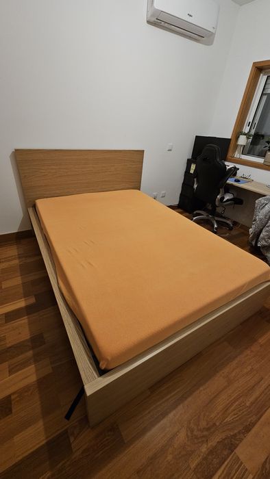 Cama de casal 140x200 ikea Malm + colchão Abygda