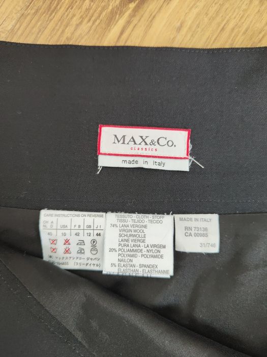 Spódnica elegancka ołówkowa wysoki stan z rozcięciem Max&Co