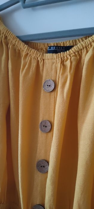 Żółta sukienka z lnem Top Secret