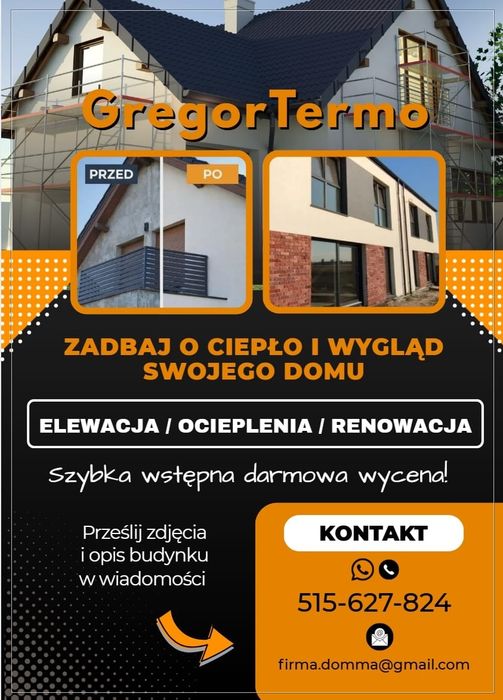 Ocieplenia  elewacji styropian tynk  renowacja