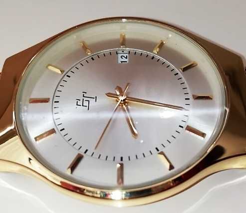 Luksusowy ! Reprezentacyjny ! Zegarek męski złoty Śr.- 40 mm !