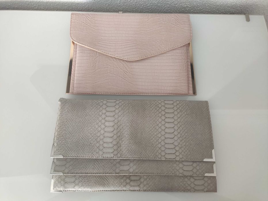 Pochetes/Malas de Mão Rosa e Cinzenta